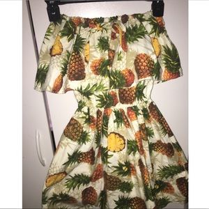 Flouncy Tube Top Pineapple Printed Summer Dress